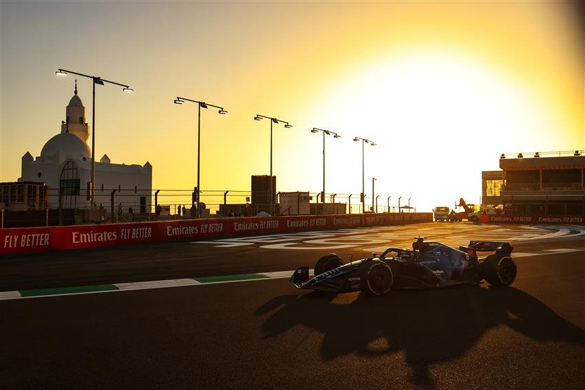 Golden sunset and f1 car
